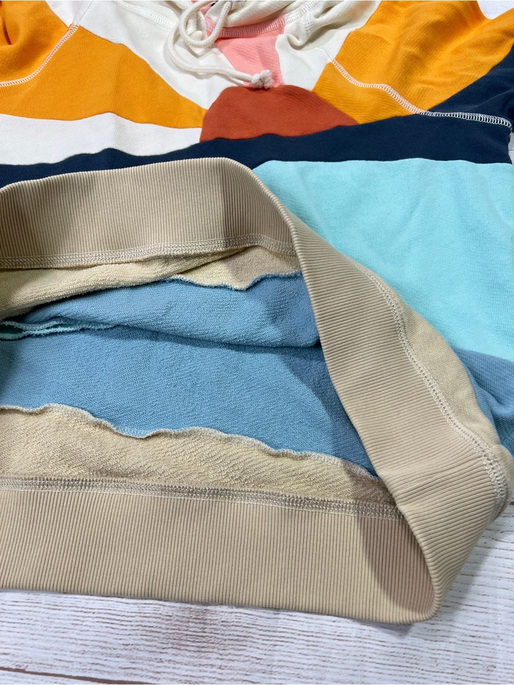 Faherty Soleil Sweatshirt - Medium - multicolor rainbow french terry hoodie - Picture 9 of 14